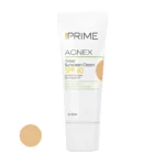 نمای جزئیات کرم ضدآفتاب رنگی پرایم SPF۶۰ مدل Acnex، مناسب پوست های چرب، حجم ۴۰ میلی لیتر اصل حرکت و نصب پشتی