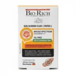 نمای جزئیات فلوئید ضد آفتاب رنگی بایوریچ SPF ۵۰ مدل BROAD SPECTRUM محافظ UVA ،UVB و PA+++،مناسب برای پوست چرب مختلط حجم ۵۰ می