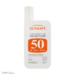 نمای جزئیات فلوئید ضد آفتاب بی رنگ صورت و بدن سان سیف SPF ۵۰ مدل Solar محافظ در برابر اشعه UVA UVB مناسب برای پوست حساس چرب ح