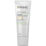 نمای جزئیات کرم مرطوب کننده بدون رنگ پرایم مدل Acnex SPF 30 حجم ۵۰ میلی لیتر پرداخت و جزئیات مواد