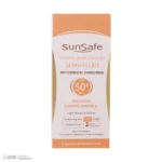 نمای جزئیات کرم ضد آفتاب بدون رنگ سان سیف SPF 50 مدل SENSI مناسب برای پوست های حساس حجم 50 میلی لیتر حرکت و نصب پشتی