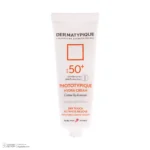 نمای جزئیات فلوئید ضد آفتاب بدون رنگ درماتیپیک مدل hydra cream محافظ UVA،UVB مناسب برای پوست خشک حجم ۴۰ میلی لیتر اصل حرکت و