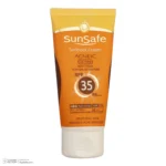 نمای کناری کرم ضد آفتاب رنگی سان سیف SPF 35 مدل 01 برای پوست چرب وزن 50 گرم عمق قاب و پروفایل