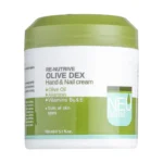 نمای کناری کرم مرطوب کننده دست و ناخن نئودرم مدل Olive Dex حجم 150 میلی لیتر پروفایل و ساختار