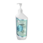 نمای کناری کرم آبرسان هرمودر مدل ALOE VERA مناسب برای پوست حجم 300 میلی لیتر پروفایل جعبه و مهرکاری