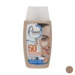 نمای جلو کرم ضدآفتاب پیکسل مدل Natural BEIGE، حجم ۵۰ میلی لیتر چیدمان صفحه و نشانگرها