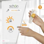 نمای جلو کرم ضدآفتاب رنگی فاقد چربی شون با رنگ طبیعی + SPF۵۰ اصل چیدمان صفحه و نشانگرها