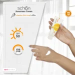 نمای جلو کرم ضدآفتاب شون +SPF۵۰ اصل چیدمان صفحه و نشانگرها