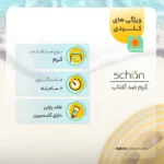 نمای جلو کرم ضدآفتاب شون با رنگ بژ +SPF۵۰ اصل چیدمان صفحه و نشانگرها