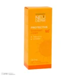 نمای جلو کرم ضد آفتاب نئودرم بدون رنگ SPF 50 مدل PROTECTIVE مناسب پوست های چرب و مختلط حجم 50 میلی لیتر چیدمان صفحه و نشانگره