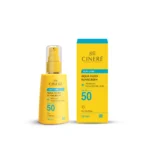 نمای کناری فلوئید ضد آفتاب بی رنگ سینره، ۵۰ SPF، مدل PREBIOTIC، مناسب پوست های چرب با حجم ۵۰ میلی لیتر، فاقد پارابن، محافظت ک