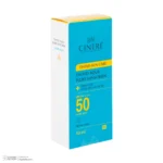 نمای کناری فلوئید ضد آفتاب رنگی لایت رز صورت سینره SPF ۵۰ مدل AQUA محافظ UVA ،UVB و ++++PA مناسب برای انواع پوست حجم ۵۰ میلی