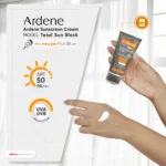 نمای کناری کرم ضدآفتاب بی رنگ آردن SPF۵۰ مدل Total Sun Block مناسب انواع پوست وزن ۵۰ گرم اصل عمق قاب و پروفایل