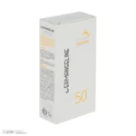 نمای جزئیات کرم ضد آفتاب بی رنگ صورت درمنجلین SPF ۵۰ مدل Fusion Water محافظ در برابر اشعه UVA و UVB مناسب برای انواع پوست حجم