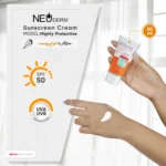 نمای جزئیات کرم ضدآفتاب نئودرم مدل Highly Protective Invisible SPF۵۰، حجم ۵۰ میلی لیتر اصل حرکت و نصب پشتی