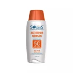 نمای در اتاق لوسیون ضد آفتاب بی رنگ آردن سولاریس، SPF ۵۰، مدل Age Repair Newgen، مناسب انواع پوست با حجم ۱۰۰ میلی لیتر، آب و